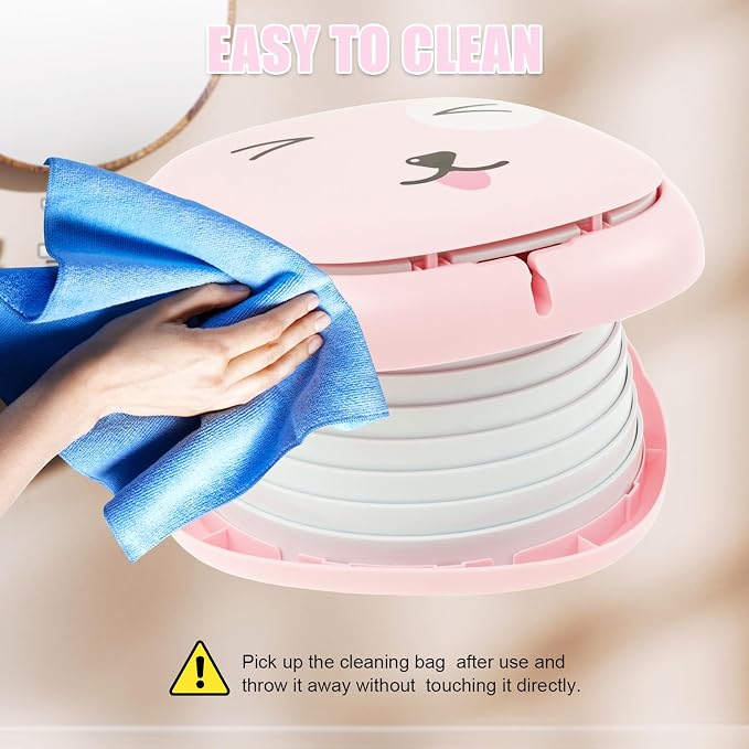 Travel Potty for Toddler, Portable Carry Toilet, Sturdy Seat, Kid's Car Foldable Training Toilet, Emergency Seat for Car, Camping, Outdoor, Indoor (Pink)