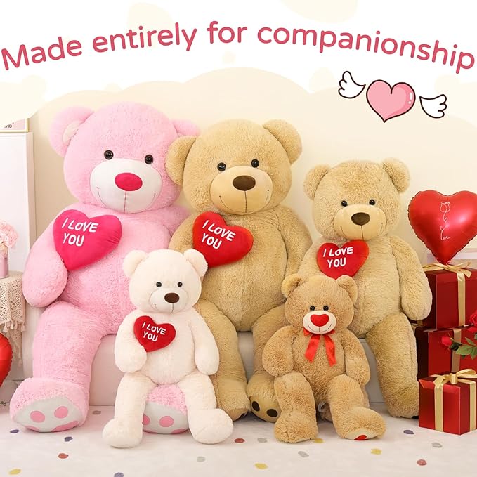 MaoGoLan Giant Teddy Bear 52"- I Love You Red Heart Big White Bear Stuffed Animal - Large Valentines Teddy Bear for Girlfriend,Boyfriend,Wife,Lover - Anniversary, Birthday,Long Distance
