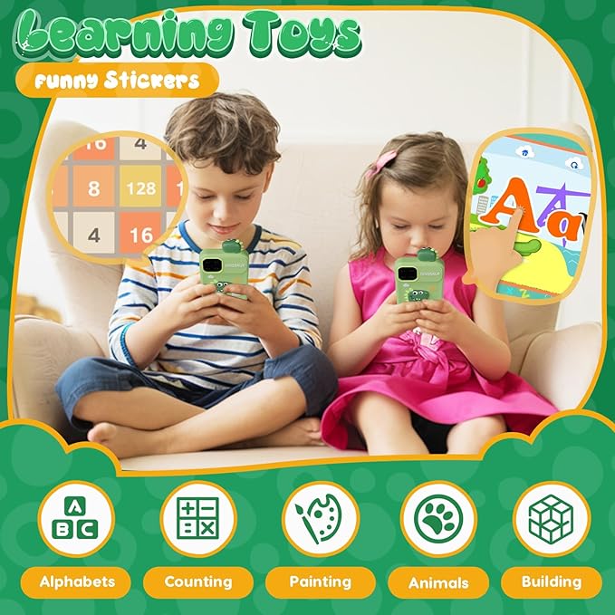 Luyiilo Kids Smart Phone Toys for Boys,Dinosaurs Gift Toys for Boys Ages 3-9 Christmas Birthday Gifts Mini Smart Phone Toys With 2.8" Touchscreen 16 Learning Games Dual Camera Music Player, 8G SD Card