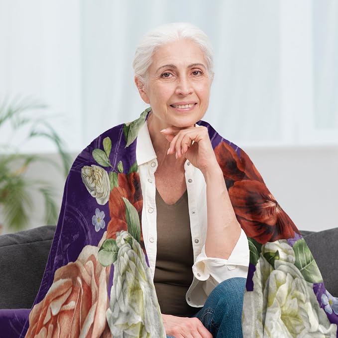 Retirement Gift for Woman 2026, Purple Retirement Blanket for Women 80"x60" | Happy Retired Gifts, Soft Purple Retirement Throw for Retiring Coworker, Teacher, Nurse, Mom, Farewell & Going Away Gift