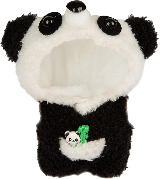 Plush Doll Clothes for Labubu - Cute Animal 17cm Doll Clothing, Premium Doll Accessories Clothes for Collectors or Display - Kawaii Panda Costume (No Dolls)