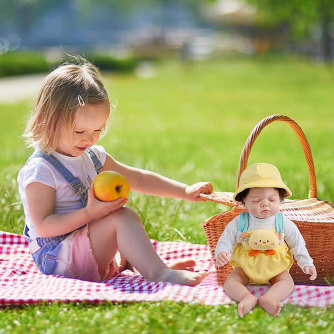 Jirachi Lifelike Reborn Baby Dolls, 18-Inch Sleeping Real Life Cloth Body Baby Girl, Realistic Reborn Baby with Toy Accessories for Kids Age 3+