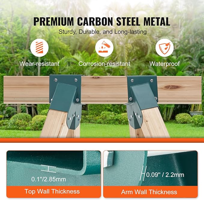 VEVOR A-Frame Middle Swing Set Brackets, Heavy Duty Carbon Steel Swing Set Hardware with Mounting Hardware, DIY Swing Set Bracket Swing Set Kit for 4x4 Legs & 4x6 Beam, Green (2 pc)
