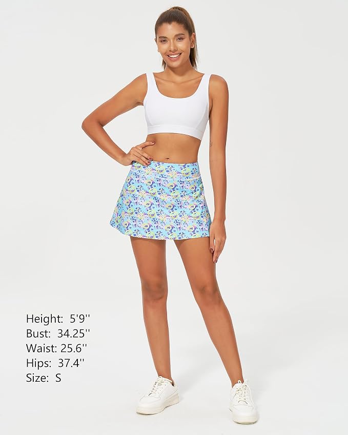 Stelle Women's Tennis Golf Skirts High Waisted with Pockets Inner Shorts for Athletic Skorts Sports Running Pickleball