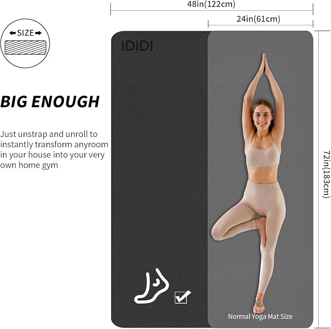 Large Yoga Mat (6'x 4')-POE 0.28''/0.32''/0.4'' Thick Fitness Mat, Eco-Friendly Exercise Mat for Home Workouts, Ideal for Yoga and Pilates
