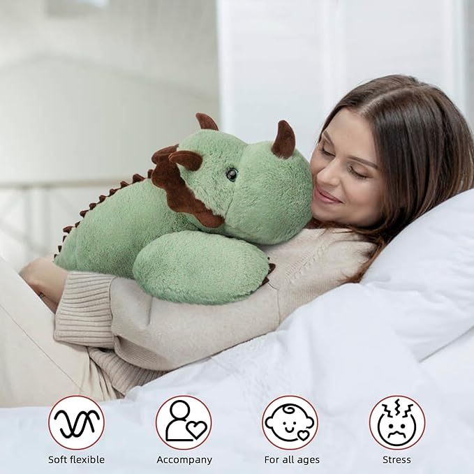 Niuniu Daddy Sensory Weighted Stuffed Animal with Adults, 5lb Large Pillowfort Weighted Plush Dinosaur Toy with Fluffy Fur and Soft Body, Plushies for Gift Valentine Birthday Include Bag Stickers Card