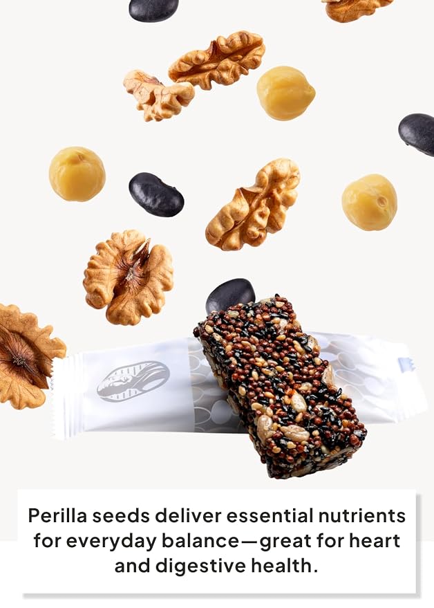 Korean Food Vegan Sesame Snack Bar Black Sesame & Perilla Seeds 0.35oz 24Ct | Vegan snack bars with black sesame, perilla seeds, bellflower, ginger, and rice syrup in 24-count packs
