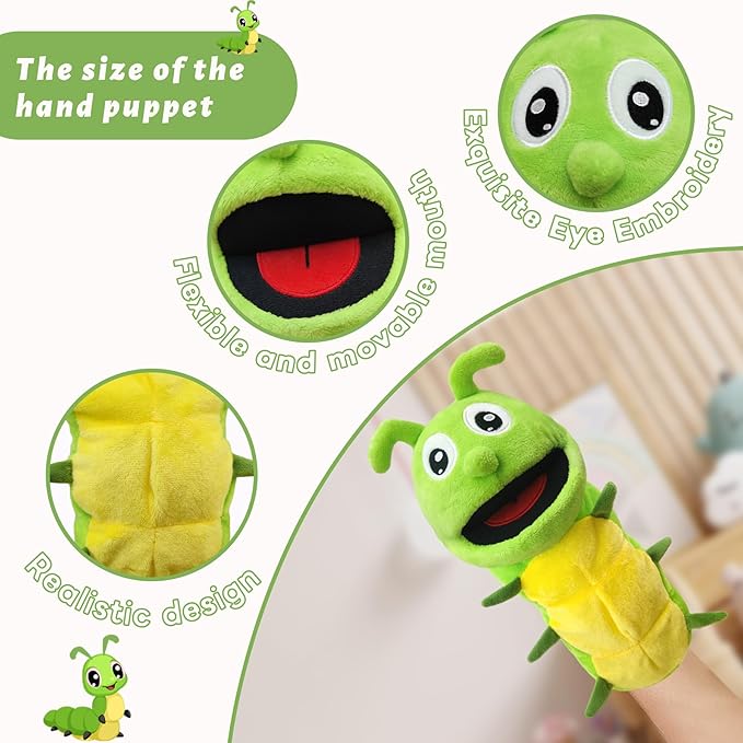 Hand Puppet Realistic Plush Puppet 13",Insect Animal Puppets for Kids Insect Stuffed Animal Hand Puppet with Moveable Mouth,Soft Stuffed Insect Puppet Story Toy Puppets Role Play Show Game
