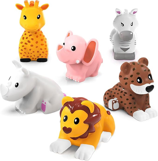 Tub Works® Savanna™ Mold Free Bath Toys, 6 Pack | Sealed, No Hole Bath Toys Design Keeps Moisture Out | Soft, Squeezable & Float on Water | Easy-Grip Baby & Toddler Bathtub Toys | Great Baby Pool Toys