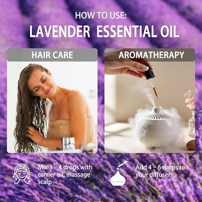 Lavender Essential Oil - Lavender Oil for Diffuser, 4 Fl Oz(120ml) | Candle Making, Soap Making, aroma, Strong Scent, Pure, Natural, Home Fragrance, Massage