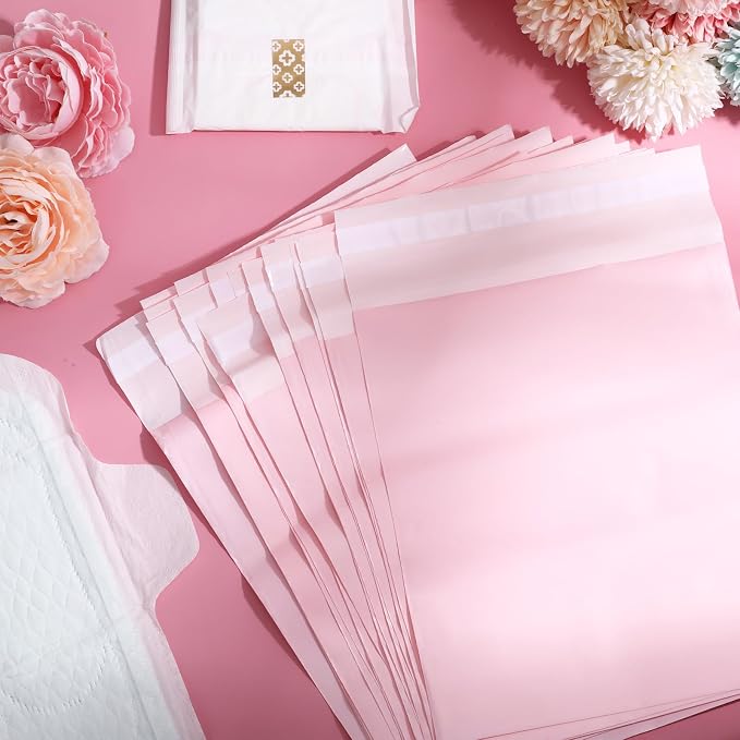 Sanitary Napkin Disposal Bags 100 Pcs Period Bag 6.7'' x 7.9'' Self-Sealing Odor-Proof Great Adhesion Rectangular Plastic for Feminine Hygiene Tampon Pad (Pink)