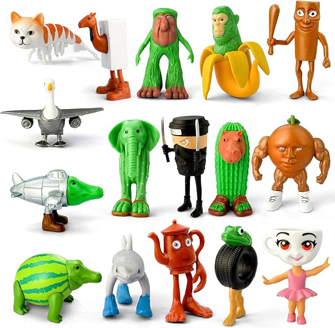 8Pcs Italian Brainrot Action Figures,Tralalero Travala Toy Set Tralalero Travala,Tung Tung Tung Sahur, Brr Brr Patapim - Brainrot fidget Toys,Decorations Gifts for Office Room Figurine Decor (16PCS-A)