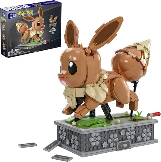 MEGA Pokémon Action Figure Building Set, Motion Eevee with 1366 Pieces, Turn Crank for Running Movement, Build & Display Toy for Collectors
