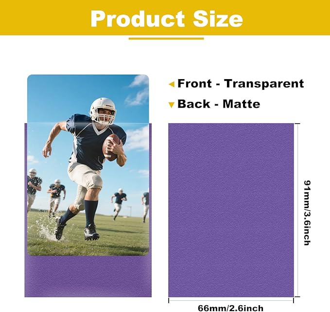 Premium Card Sleeves, 150 Sleeves 2.6''x3.6''(66x91mm) Compatible with Standard Sized Trading Card, Fit for MTG PTCG Game Card, Baseball Card, Sport Card (Purple)