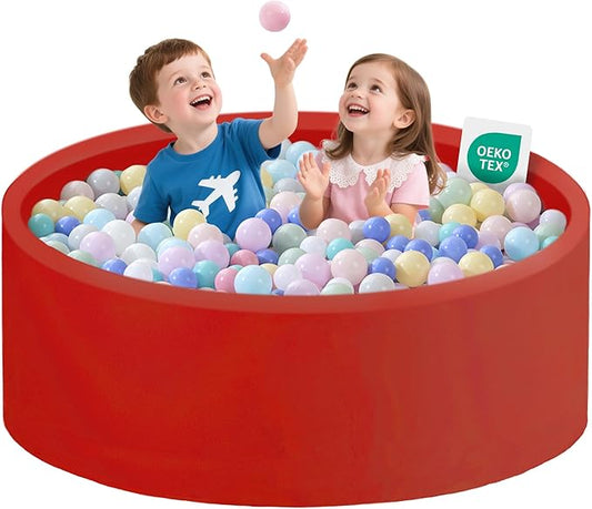 Ball Pit for Toddlers 47.24''x15.75'' Baby Ball Pits Soft Memory Foam Ball Pools Round Lagre Kids Ball Pits Kids Play Ball Pool Ideal Gift for Children (Red, NO Balls)