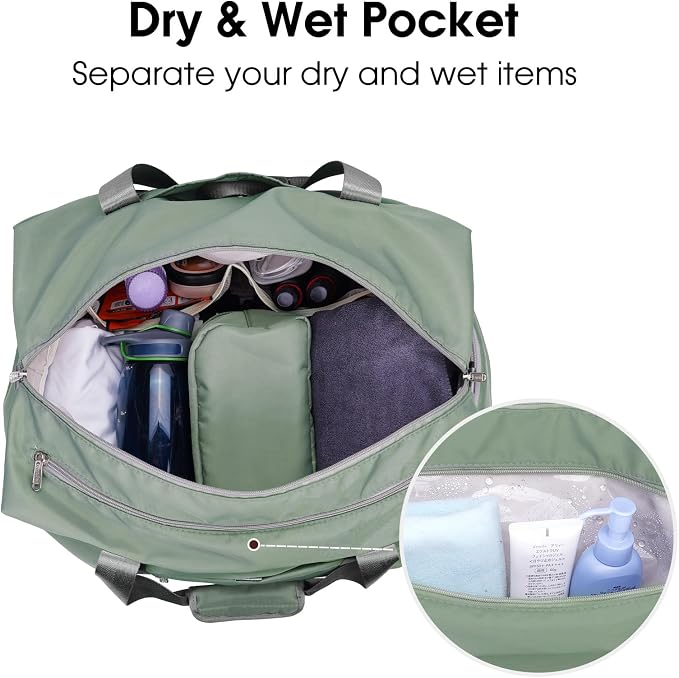 Ceneda 20" Gym Bag for Women with Wet Pocket & Shoe Compartment, Lightweight Duffel Waterproof Carry On Duffle for Travel, Yoga, Overnight (Dark Grey)
