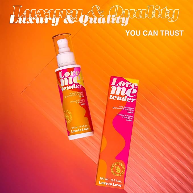 Love Me Tender Luscious Hydrating Mojito Warming Massage Oil – Kissable Flavored Massage Oil for Couples Intimacy, Romantic Date Night, Couples Play, Sensual Body Oil, Intimacy Items 3.3 fl oz