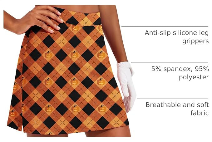 Ekouaer 16" Skorts for Women with Pockets Golf Pickleball Tennis Skirt | Silicone Grippers,2 Inner Pockets,Wide Waist,Side Slit Hem,Breathable,Soft,Lightweight