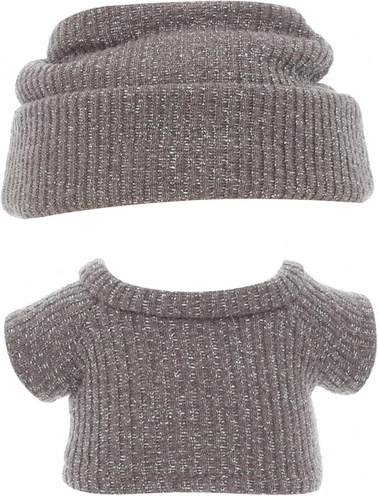 Etistta 17cm Doll Clothes with Hat, Glitter Knit Cap Top Doll Clothes for 17cm Doll Accessories Outfits (Brown)