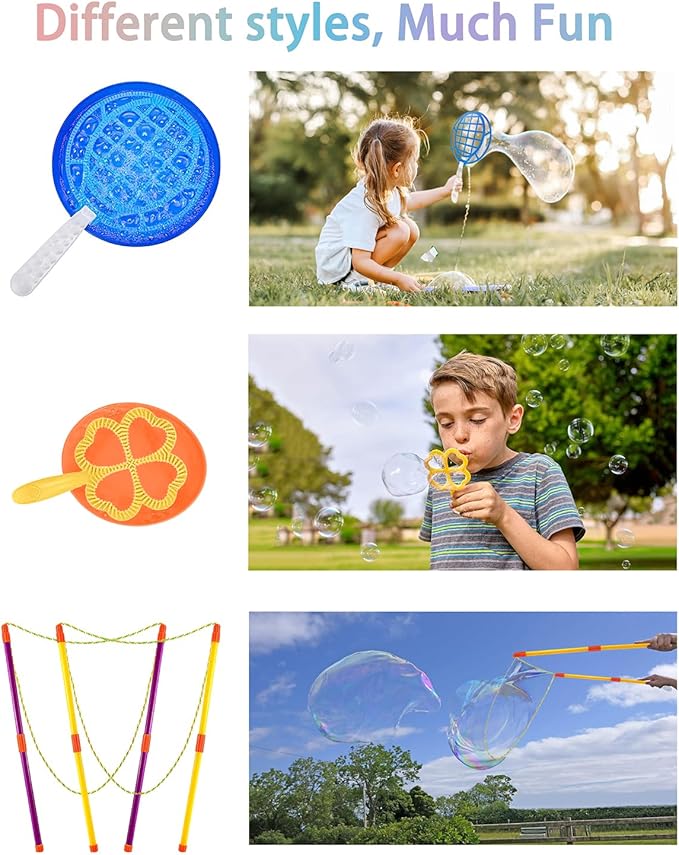 Giant Bubble Wands, Big Bubble Wands Toys Set with Tray Bulk Funny Bubbles Maker for Kids Toddlers Adults Summer Outdoor Activities Birthday Gifts Bubble Party Favors, 22 Pcs