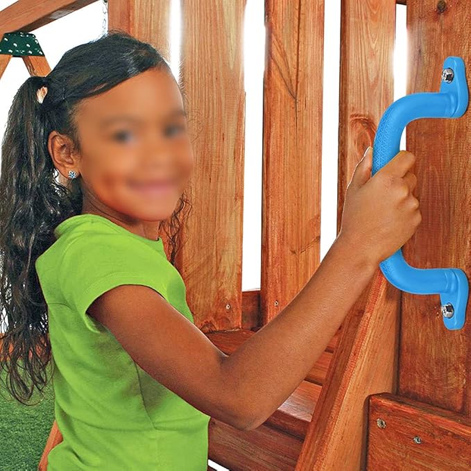 Dolibest 8-Pack Safety Handles for Swing Sets & Playsets - Monkey Bars with Anti-Skid Grip with Finger Indentations, Plastic Grab Handles, Easy Mounting for Climbing Frames, Playhouses, Treehouses