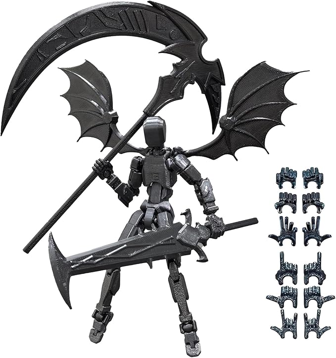 T13 Action Figure(Assembly Completed),Titan 13 Robot Action Figures,3D Printed Dummy 13 Action Figure Articulated, Lucky 13 Gift for Collectors Desktop Decorations,muñeco de acción(Black)