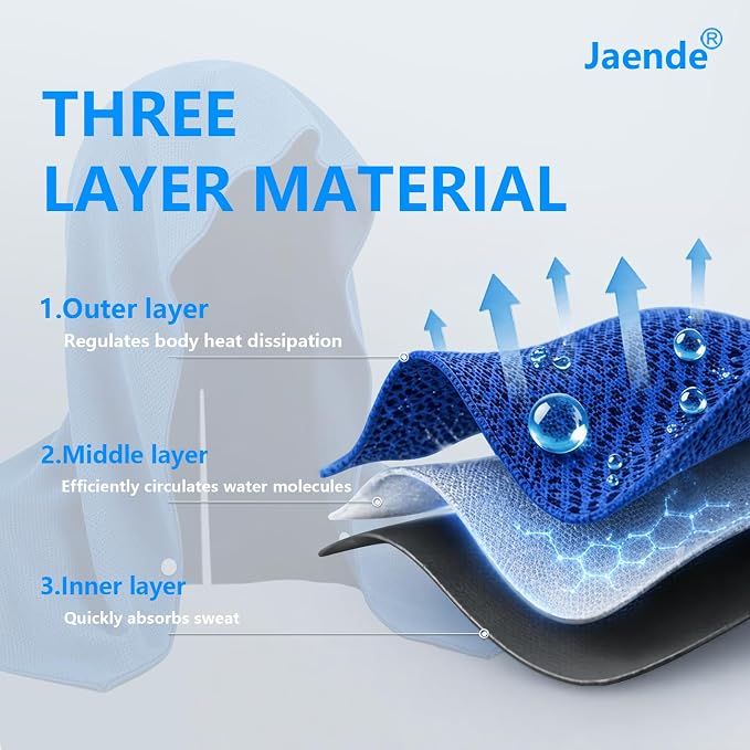 Jaende 4Pack Cooling Hoodie Towel, UPF 50+ Sun Protection Ice Towel, Instant Cooling Towels for Neck and Face, Perfect for Sports, Gym, Workout, Yoga, Running & Hot Weather