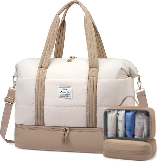 LOVEVOOK Travel Duffle Bag,Weekender Bags for Women with Shoe Compartment，Carry on Overnight Bag with Toiletry Bag,Gym Duffel Bag with Wet Pocket, Hospital Bags for Labor and Delivery