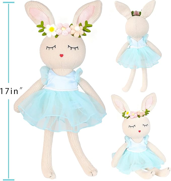 Ballerina Doll Easter Stuffed Animal Bunny Plush Animal Doll, Plush Rabbit Toy Bunnys Stuffed Animals for Girls Easter Animals on Party Birthday Christmas