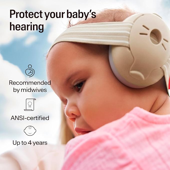Alpine Muffy Baby Ear Protection for Babies and Toddlers up to 36 Months - CE & ANSI Certified - Noise Reduction Earmuffs - Comfortable Baby Headphones Against Hearing Damage & Improves Sleep - Sand