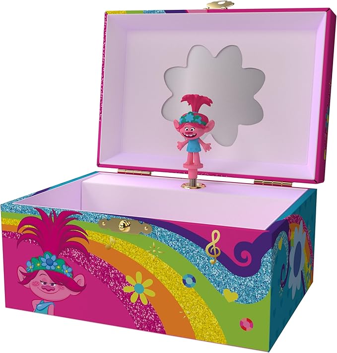 Trolls Jewelry Box for Girls - Musical Jewelry Box with Spinning Figurine, Trolls Toys for Kids Ages 3-5 - Plays Trolls Theme Song - 6 x 4.7 x 3.5 in