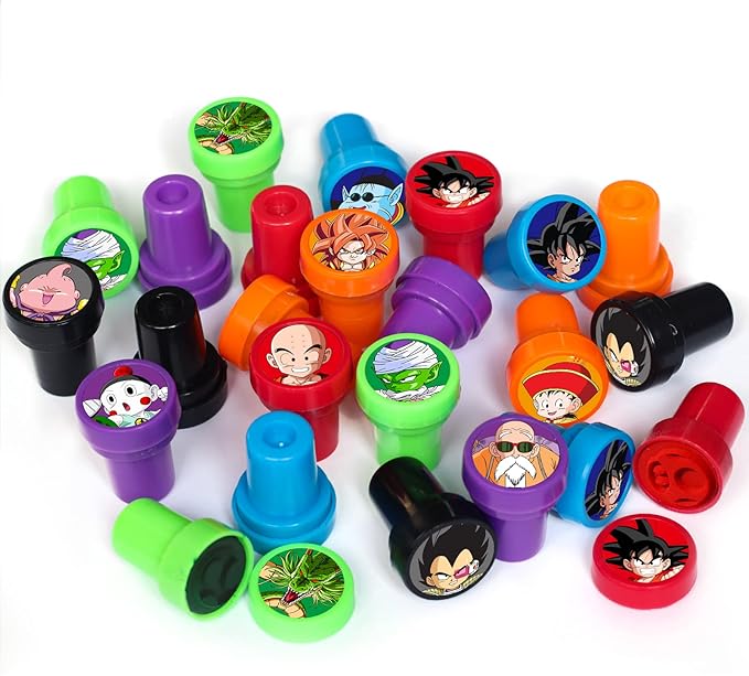 24 Pcs Dragon Themed Stampers, Ball Z Birthday Party Supplies, Classroom Rewards Prizes, Goody Bag Treat Bag Stuff for Goku Birthday Party Gifts
