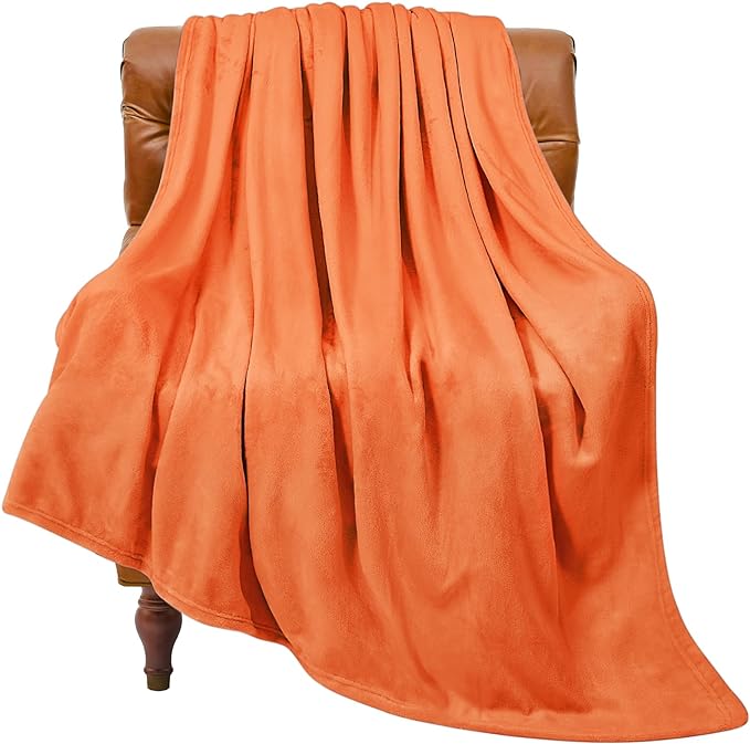 BEDELITE Orange Throw Blanket for Couch & Bed, Luxury Plush Cozy Fleece Blanket 50" x 60", Soft Lightweight Fall Throw Blanket for Home Furnishing | Ultra Soft Fleece, Plush Microfiber, Lightweight Warmth, Fall Decor, Fade Resistant, Machine Washable, ...