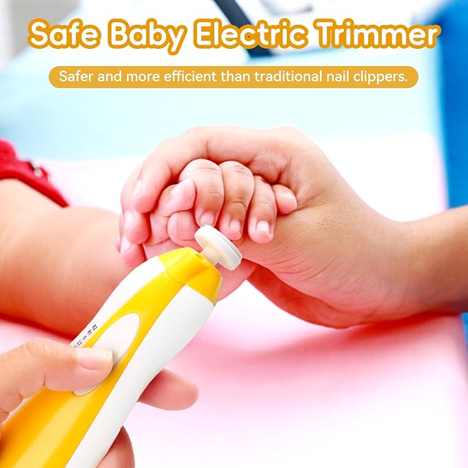 Qunlions life Baby Nail Trimmer Electric, 6 in 1 Baby Nail File Clippers Infant Grooming Kit Manicure Set for Toddler or Adults, Yellow
