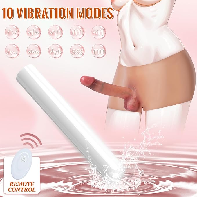 Strap On Vibrating Dildo Silicone Wearable Panties, 1.5" Diam Realistic Hollow Dildo with Remote Control Bullet Vibrator, 6.7" Penis Sleeve Penis Extender, Adult Sex Toys & Games for Lesbian Gay