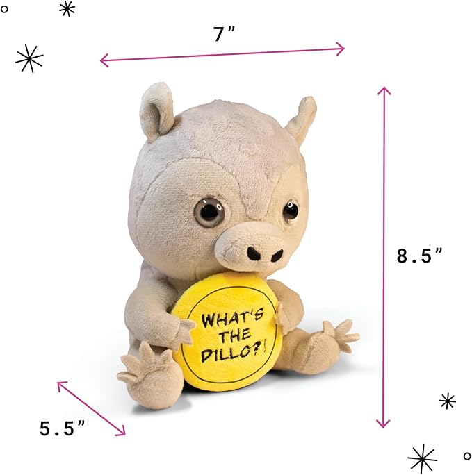 Armadillo Plushie - What's The Dillo? Sassy Armadillo Plush, Gift for Animal Lovers, Cute Plush Toy for Gifting