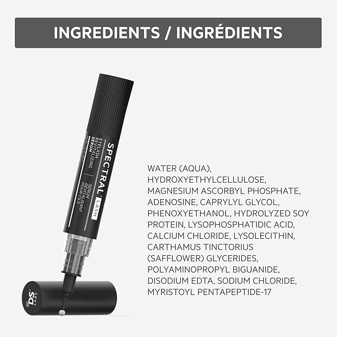 DS Labs Spectral.LASH Women's Multi-Peptide Eyelash Conditioning Serum - Supports Longer, Fuller, Thicker, Looking Lashes, Safe for Lash Extensions, Oil-Free, Paraben & Sulfate Free, Cruelty Free