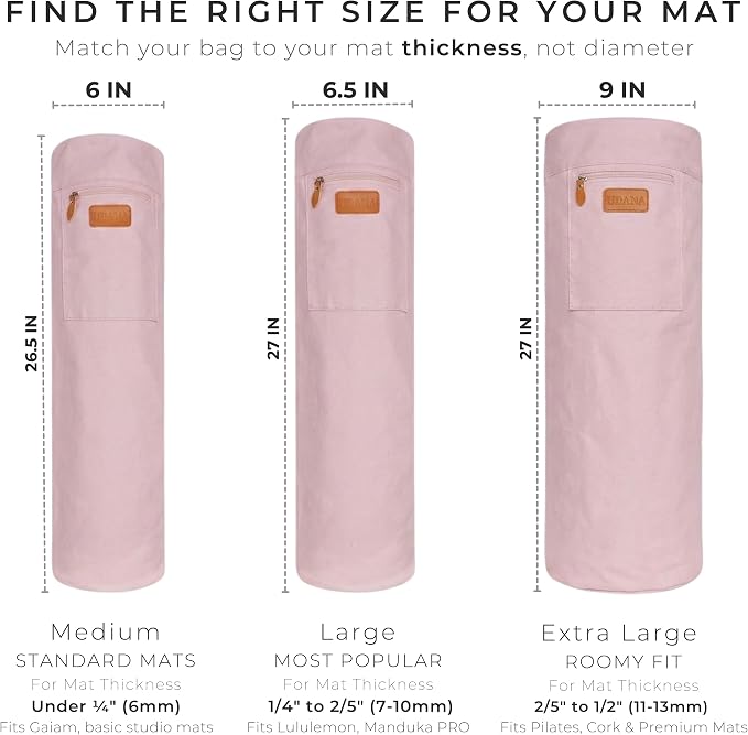 UDANA Canvas Yoga Mat Bag for Women & Men, Full-Zip Carrier with 3 Pockets & Adjustable Strap, Stylish Gym & Pilates Bag – Available in Multiple Sizes