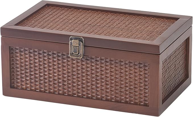 Keepsake Box, Vintage Memory Box for keepsakes, Rattan Decorative Boxes with Lids Set of 2, Wedding Decorative Box for Crafts, trinket and Photo, Home Decor