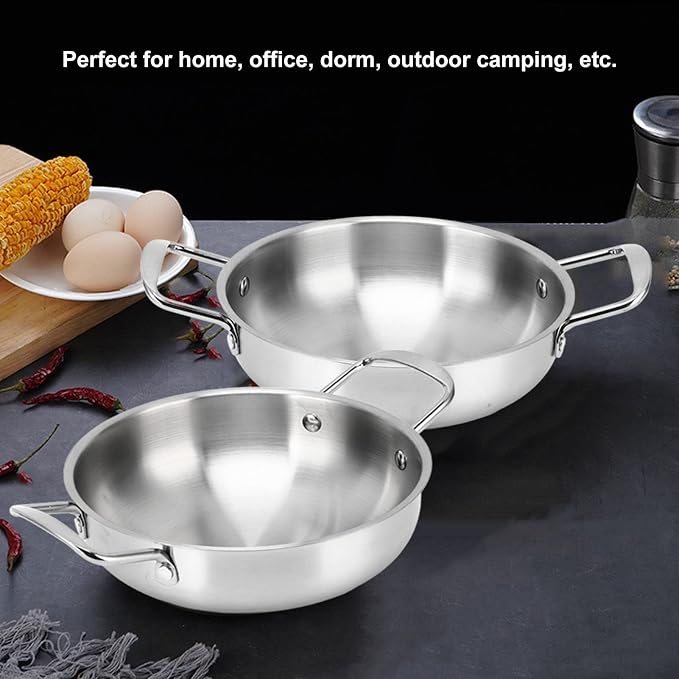 Korean Ramen Pot, 8.7 inch Stainless Steel Ramen Cooking Pot for Stove Top and Induction Cooktops, Lightweight Saucepan with Double Handles for Soup Noodle Pasta (22cm)