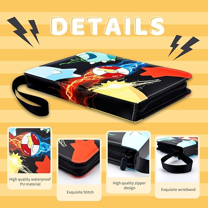 Jravkfi Card Binder 9 Pocket,Premium Trading Card Holder 900 Pockets 50-Page Double-Sided Storage Collection Book 3-ring Zipper Sports Book is A Toys Gift for Girls and Boys(Black)