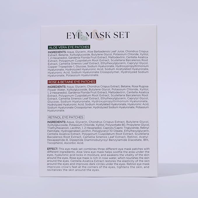 Yeokoe Under Eye Patches For Puffy Eyes and Dark Circles Wrinkle,30 Pairs Face Masks SkinCare With Retinol Serum,Aloe Vera,Rose Betaine