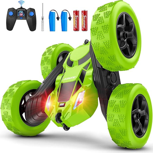 cosone Remote Control Car - RC Car Toys for Boys - 4WD 2.4Ghz Double Sided 360° Rotating RC Cars, Birthday Gifts for Kids Age 6 7 8-12 for Boys and Girls- Green