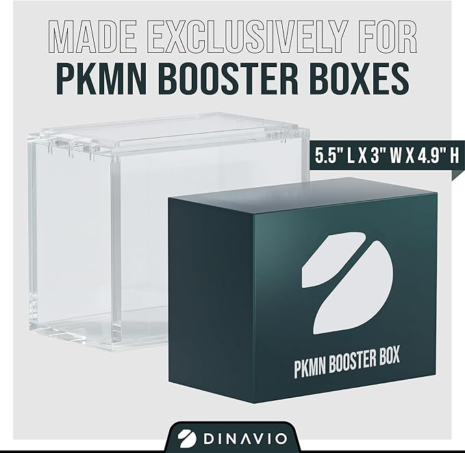 Dinavio Crafthouse PKMN Booster Box Case Acrylic Display Stackable 3 Pack - 8mm + 5mm Ultra Thick Acrylic - PKMN Booster Box Case Protector - Compatible with PKMN Booster Boxes (3 Pack)