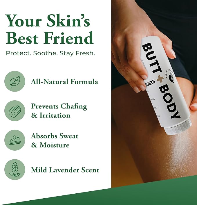 Palm Beach Naturals Butt & Body Rescue Powder for Men & Women – Whole Body Deodorant Absorbs Sweat, Controls Odor & Chafing with Cooling Sensation – Naturally Protects Skin, Talc Free – 4oz, 2 Pack