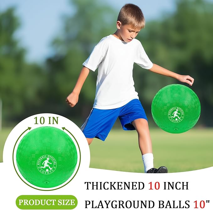 10 Inch Dodgeball Balls Playground Ball Kickball, Dodge Balls for Kids, Kickballs Handball for Indoor Outdoor Games Four Square Balls, Includes Pump
