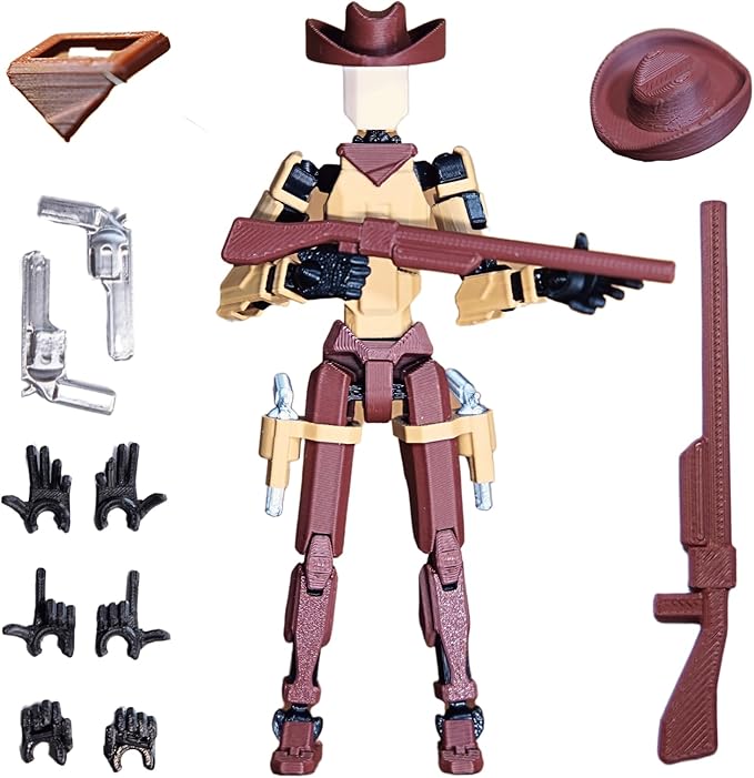 Western Cowboy t13 Action Figure｜Assembly Completed｜ 3D Printed Dummy 13 for Collectors｜Lucky 13 Gift for Friends