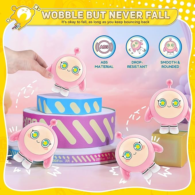 A ALPHA Eggy Party Toys, Rosie Action Figures Transformable Toys, 2-in-1 Eggy Wobbler Toy to All Ages, Cute Tumbler Toy for Kids Boys and Girls Birthday Holidays