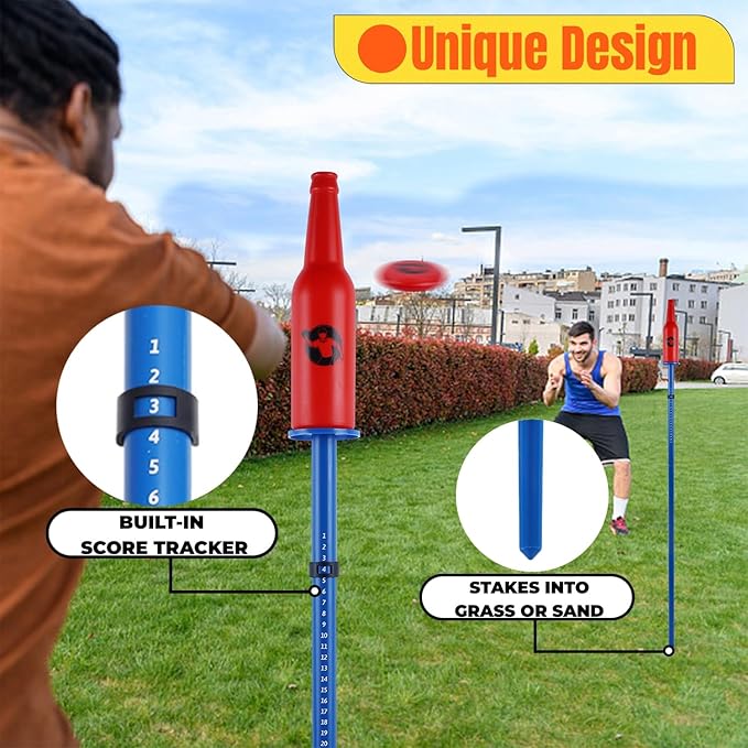 Juegoal Outdoor Flying Disc Game Set, Yard Games Set, Outside Fun Disc Toss Game for Beach Lawn Backyard Park Camping
