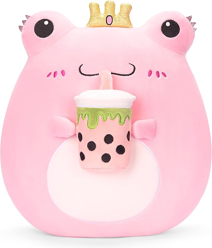 Original 13.5-inch Large Frog Plush Pillow Stuffed Animal Toy,Big Size Cuddle Huggable Cute Soft Toys Fat Kawaii Pillows Plushie,Gift for Kids Girls